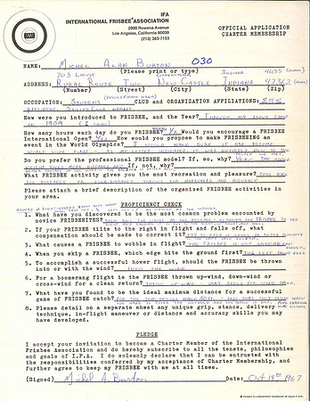 #030—Michel Burton—IFA Charter Member Application (10-18-67)