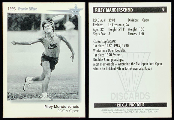 1993—Star DISCards—#9—Riley Manderschied ERROR- David Greenwell in Photo