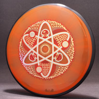 Atom, Proton—"Atom"—Translucent Orange, Black—Matte Gold, Metallic Red, Silver