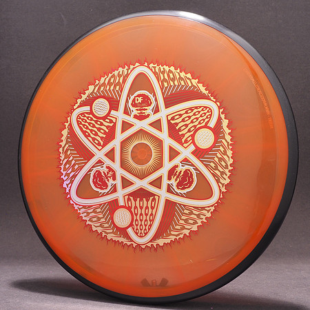Atom, Proton—"Atom"—Translucent Orange, Black—Matte Gold, Metallic Red, Silver
